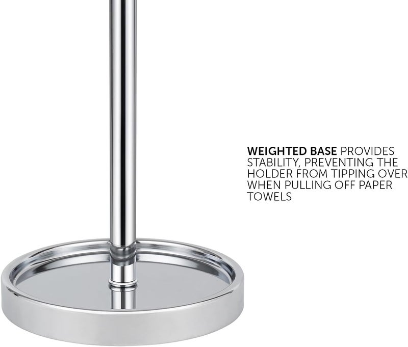 Ivilon Countertop Paper Towel Holder - Modern Bell End Minimalist Design - Color Chrome - Image 3